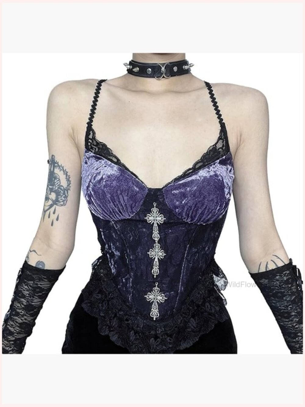 Gothic Crop Tank Top Y2K Camisole Emo Grunge Sleeveless Lace